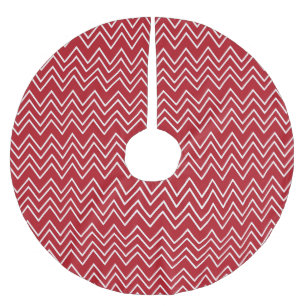 White Red Winter Festive Brushed Polyester Tree Skirt