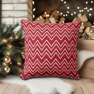 White Red Winter Festive Throw Pillow