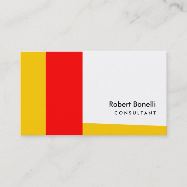 White Red Yellow Plain Consultant Business Card (Front)