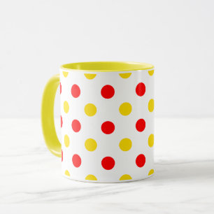 White Red Yellow Polka Dots Design  Mug