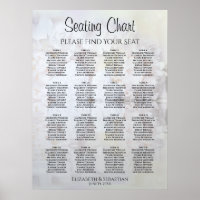 White Reflections 16 Table Wedding Seating Chart
