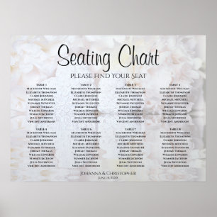White Reflections 8 Table Wedding Seating Chart