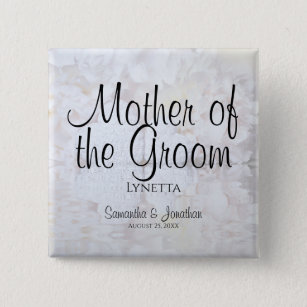 White Reflections Mother of the Groom Nametag 2 Inch Square Button
