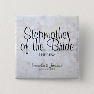White Reflections Stepmother of the Bride Nametag 2 Inch Square Button
