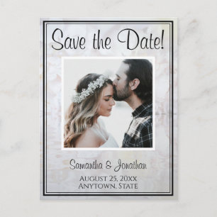 White Reflections Wedding Save the Date Postcard
