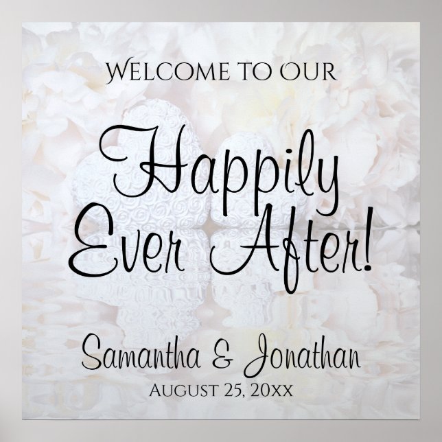 White Reflections Wedding Welcome Sign (Front)