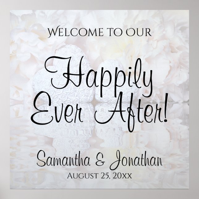 White Reflections Wedding Welcome Sign (Front)
