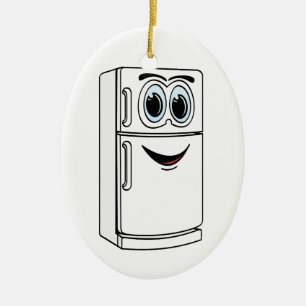 White Refrigerator Cartoon Ceramic Ornament