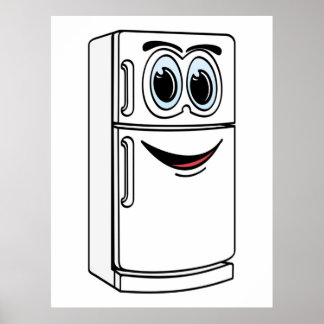 White Refrigerator Cartoon Poster