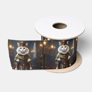 White Regal Cat Dressed In Renaissance Outfit, Satin Ribbon