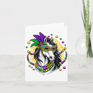 White Regal Mardi Horse Masquerade Carnival Lunar  Card