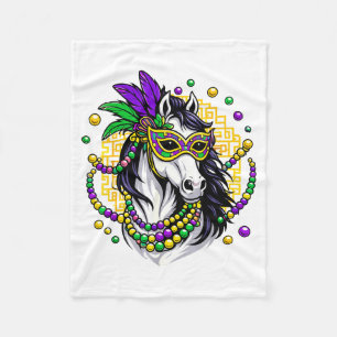 White Regal Mardi Horse Masquerade Carnival Lunar Fleece Blanket