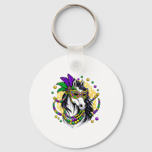 White Regal Mardi Horse Masquerade Carnival Lunar  Keychain