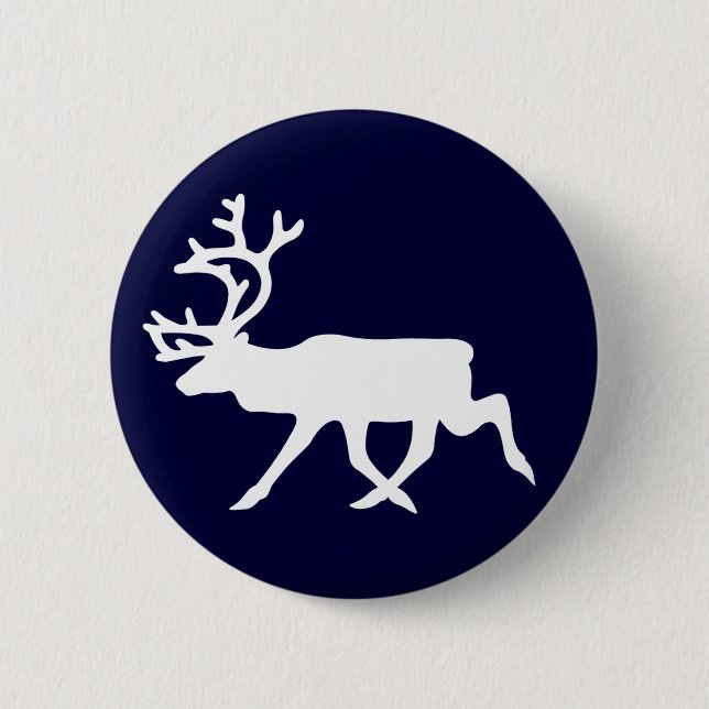 White Reindeer 2 Inch Round Button (Front)