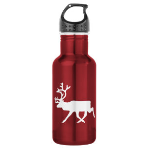 White Reindeer / Caribou Silhouette 532 Ml Water Bottle