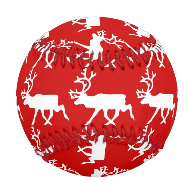 White Reindeer / Caribou Silhouette Baseball (Front)