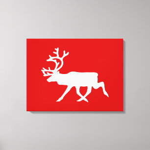 White Reindeer / Caribou Silhouette Canvas Print