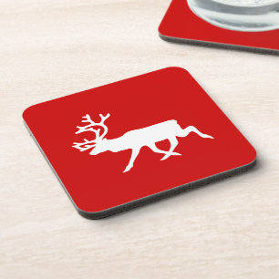 White Reindeer / Caribou Silhouette Coaster