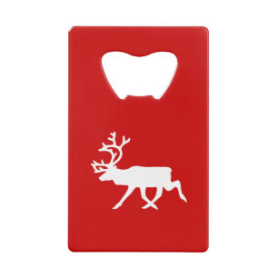 White Reindeer / Caribou Silhouette Credit Card Bottle Opener