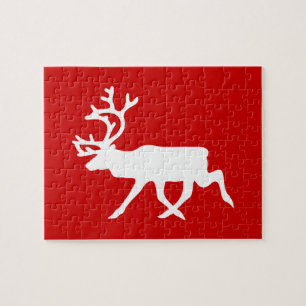 White Reindeer / Caribou Silhouette Jigsaw Puzzle