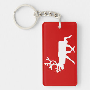White Reindeer / Caribou Silhouette Keychain