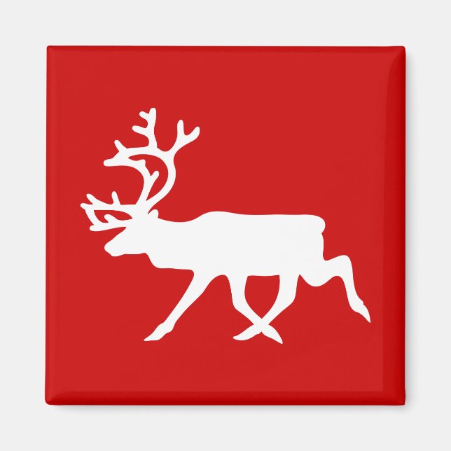 White Reindeer / Caribou Silhouette Magnet (Front)