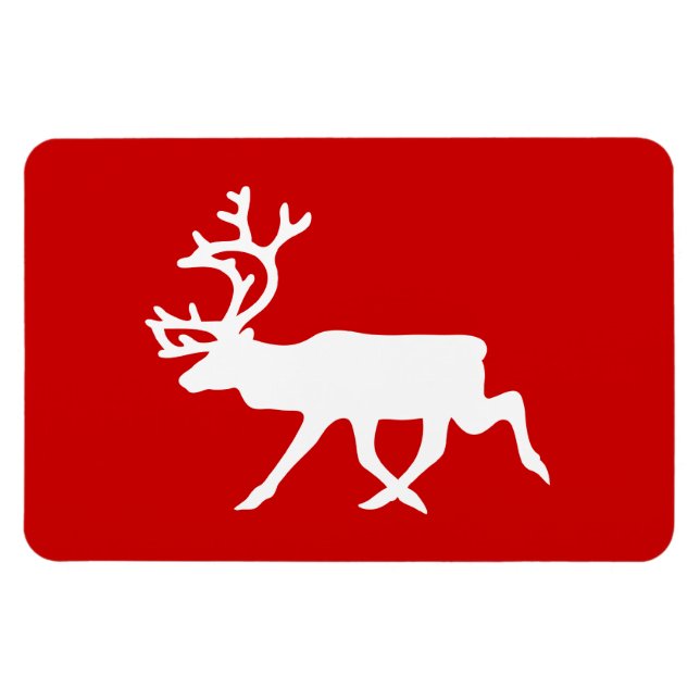 White Reindeer / Caribou Silhouette Magnet (Horizontal)