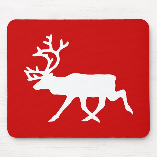 White Reindeer / Caribou Silhouette Mouse Pad (Front)