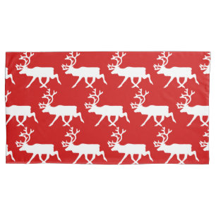 White Reindeer / Caribou Silhouette Pillowcase