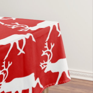 White Reindeer / Caribou Silhouette Tablecloth
