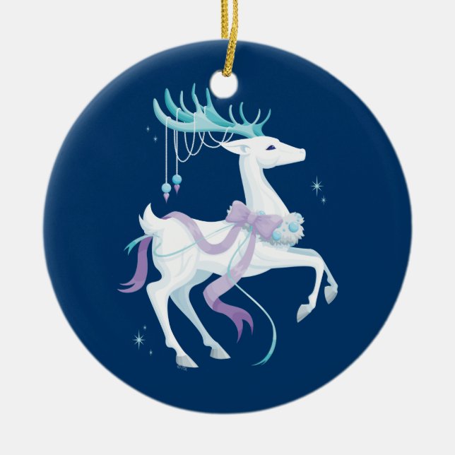 White Reindeer Ceramic Ornament (Front)