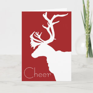 White Reindeer Cheer Holiday Card