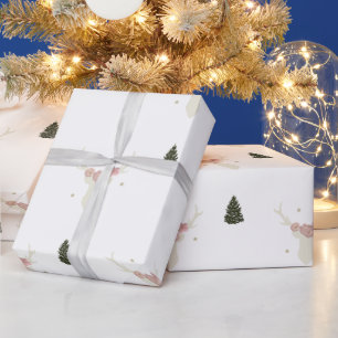 white Reindeer Christmas tree wrapping paper