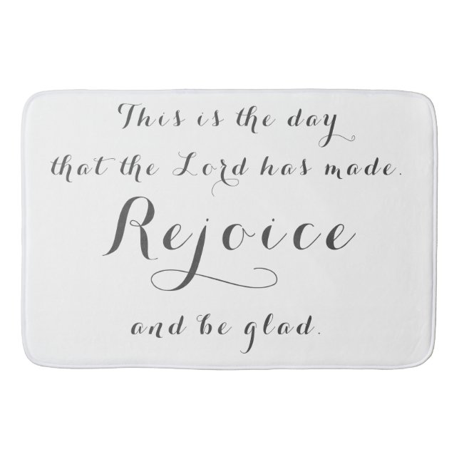 White Rejoice and Be Blessed Bath Mat (Front)
