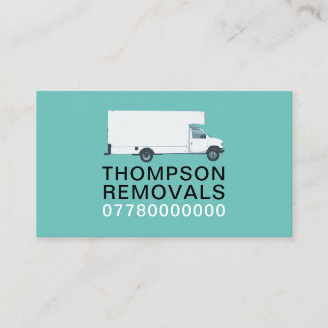 White Removal Van, Removal Company Business Card (Front)