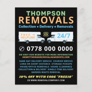 White Removal Vans, Removal Company Advertising Flyer