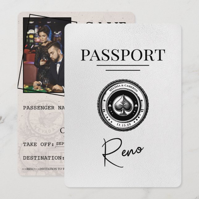 White Reno Passport Save The Date (Front/Back)