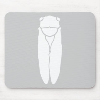 White Retro Cicada Insect Print Mouse Pad