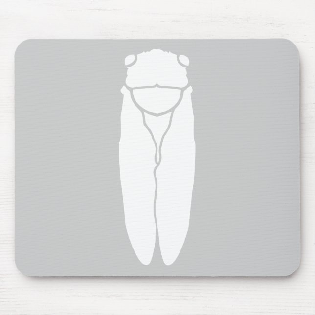 White Retro Cicada Insect Print Mouse Pad (Front)