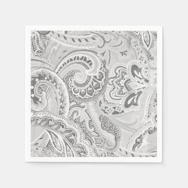 White Retro Paisley Bandanna/Bandana Napkin (Front)