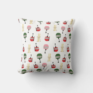 White Retro Ski Lift Gondola Winter Skiing Throw Pillow