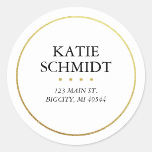 White Return Address Label with Faux Gold Foil