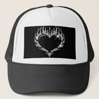 White Rhinestone Heart Baseball Trucker Hat