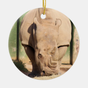 White Rhino Ceramic Ornament
