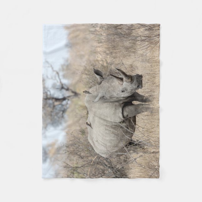 White Rhino Fleece Blanket (Front)