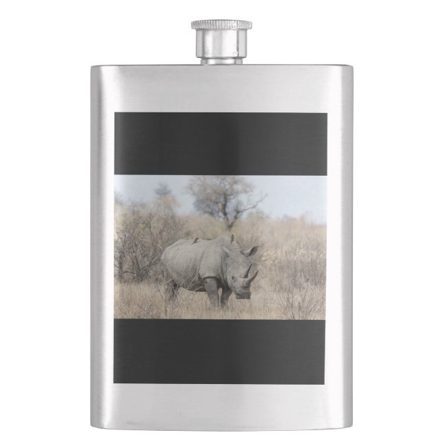 White Rhino Hip Flask (Front)