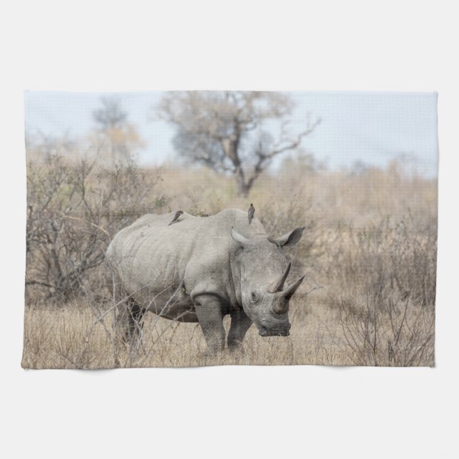 White Rhino Kitchen Towel (Horizontal)