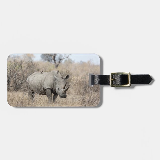 White Rhino Luggage Tag (Front Horizontal)