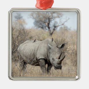 White Rhino Metal Ornament
