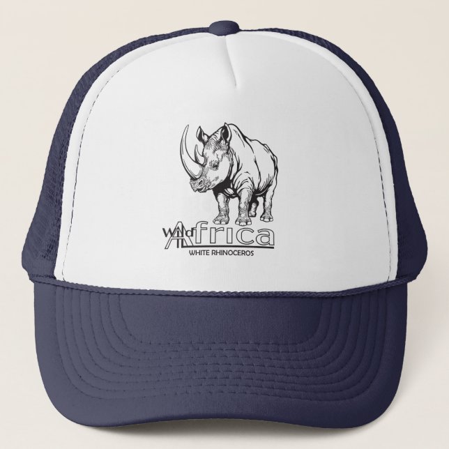 White rhinoceros or rhino. Wild Africa Trucker Hat (Front)